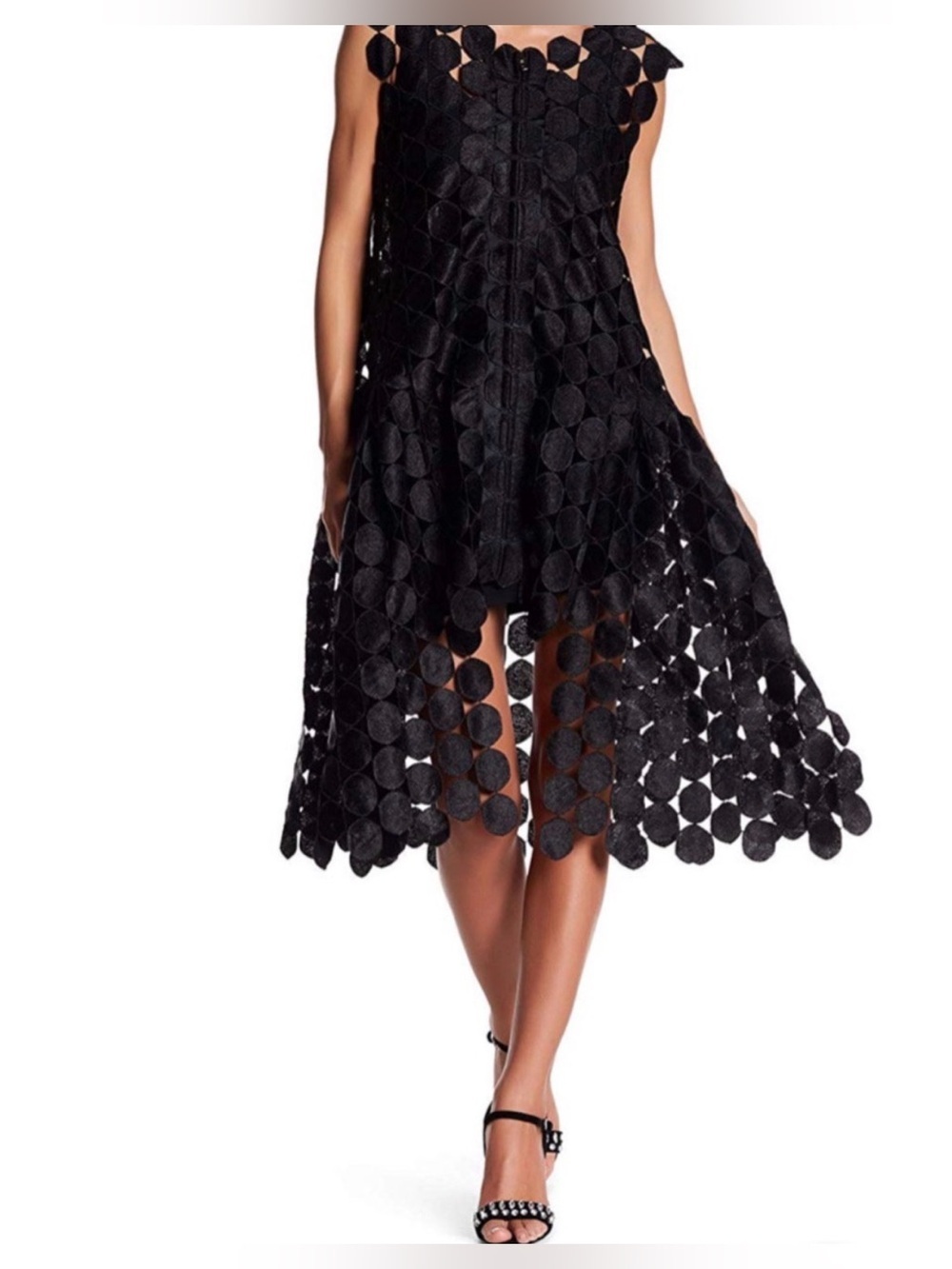 Gracia circle lace vest dress in black M